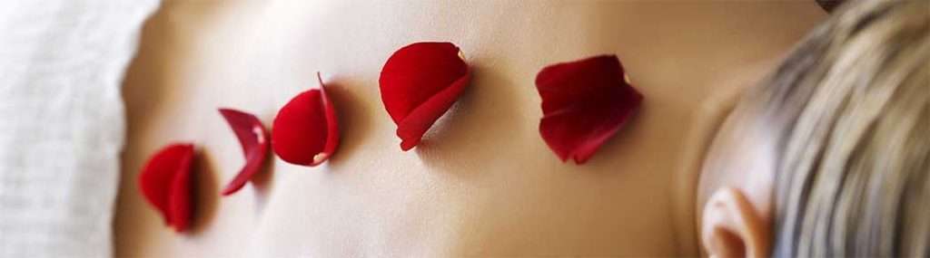 body with rose pedals